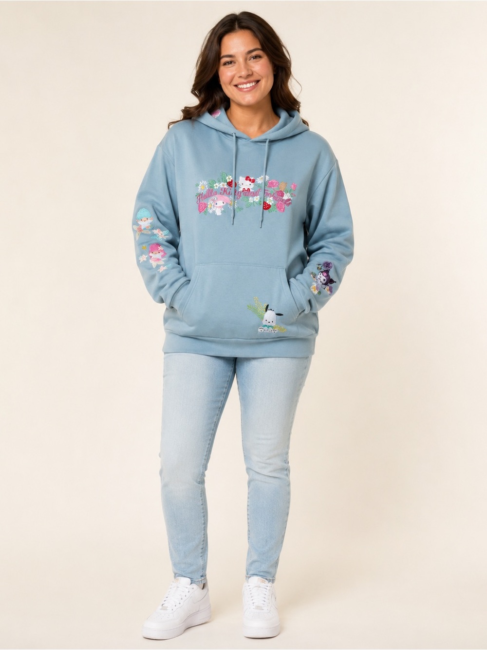 Hello Kitty & Friends Sanrio Embroidered Hoodie S/ M Blue Kuromi NWOT